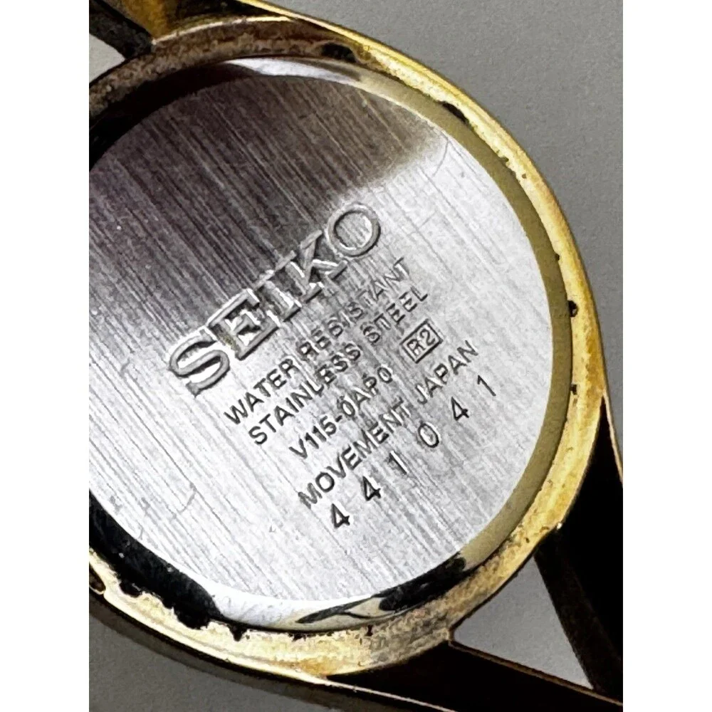 Seiko Solar Womens Watch Gold Tone Crystal Bracelet V115-0AP0 6.75